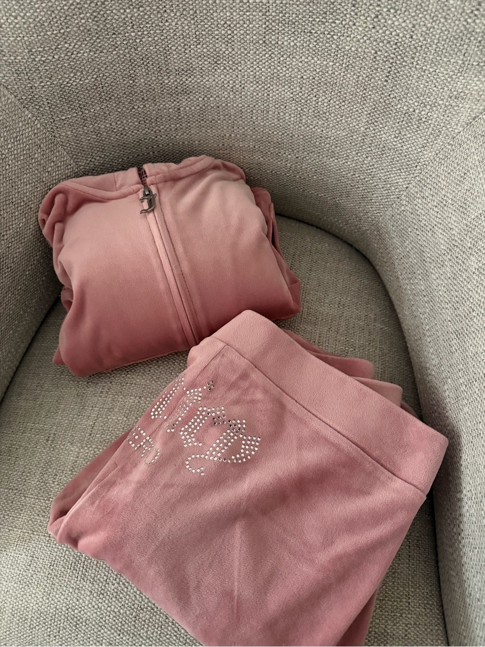 Women Juicy Couture/Areopostale SET Pink Rhinestone Tracksuit Bottoms